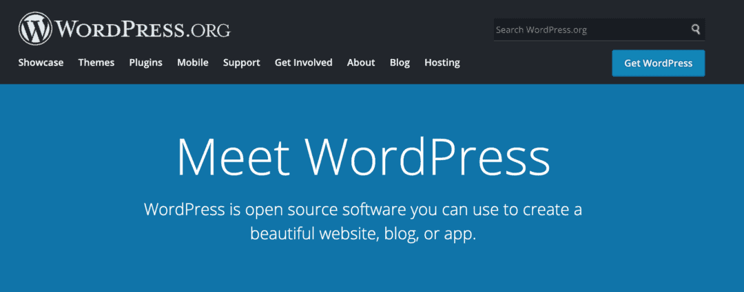 The WordPress.org home page